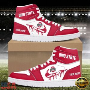 NCAA Ohio State Buckeyes Grunge Style Custom Air Jordan 1 Shoes