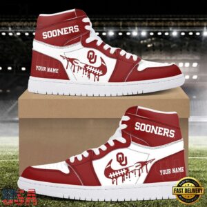 NCAA Oklahoma Sooners Grunge Style Custom Air Jordan 1 Shoes