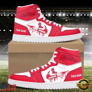 NCAA Ole Miss Rebels Grunge Style Custom Air Jordan 1 Shoes