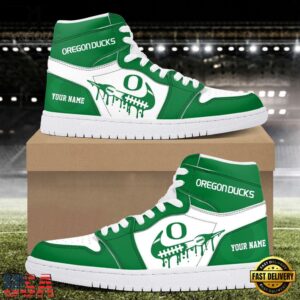 NCAA Oregon Ducks Grunge Style Custom Air Jordan 1 Shoes