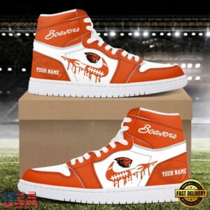 NCAA Oregon State Beavers Grunge Style Custom Air Jordan 1 Shoes