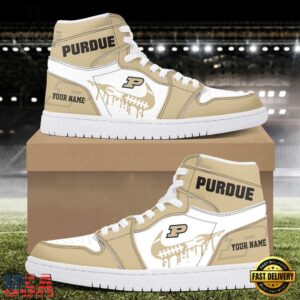 NCAA Purdue Boilermakers Grunge Style Custom Air Jordan 1 Shoes
