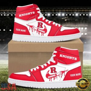 NCAA Rutgers Scarlet Knights Grunge Style Custom Air Jordan 1 Shoes