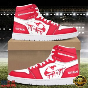 NCAA SMU Mustangs Grunge Style Custom Air Jordan 1 Shoes