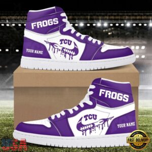 NCAA TCU Horned Frogs Grunge Style Custom Air Jordan 1 Shoes