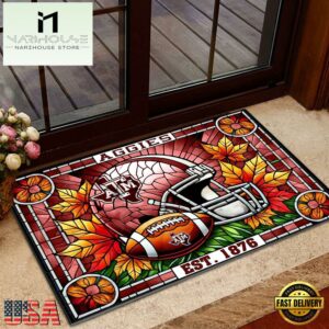 NCAA Texas A&ampM Aggies Football Stained Glass Style Doormats