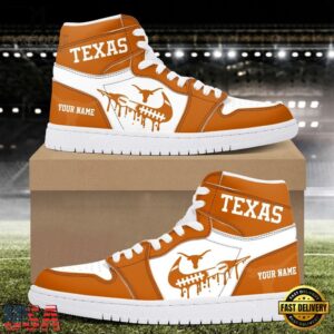 NCAA Texas Longhorns Grunge Style Custom Air Jordan 1 Shoes