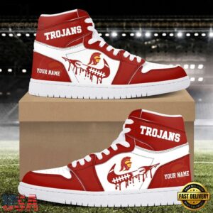 NCAA USC Trojans Grunge Style Custom Air Jordan 1 Shoes