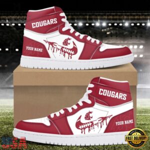 NCAA Washington State Cougars Grunge Style Custom Air Jordan 1 Shoes