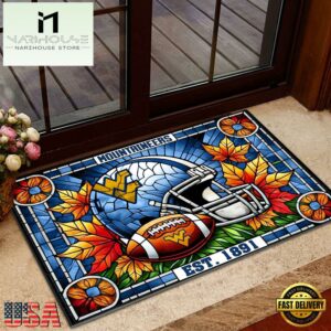 NCAA West Virginia Mountaineers Football Stained Glass Style Doormats
