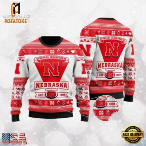 Nebraska Cornhuskers Football Team Logo Custom NCAA Ugly Christmas Sweater