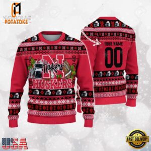 Nebraska Cornhuskers Logo Football NCAA Ugly Christmas Sweater