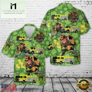 New Fairfield, CT, Ball Pond Volunteer Fire Company, St Patrick's Day Hawaiian Shirt