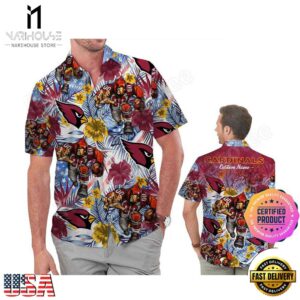 NFL Arizona Cardinals America Flag Tropical Floral Custom Hawaiian Shirt