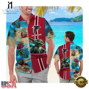 NFL Atlanta Falcons x Baby Yoda Custom Name Summer Hawaii Shirt