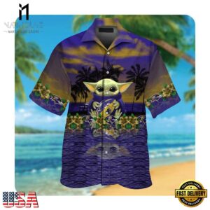 NFL Baltimore Ravens And x Baby Yoda Hawaii Shirt Summer Button Up Shirt