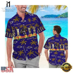 NFL Baltimore Ravens Custom Name Hawaii Shirt Summer Button Up Shirt