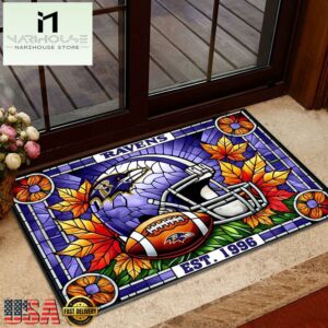 NFL Baltimore Ravens Football Stained Glass Style Doormats