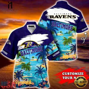 NFL Baltimore Ravens Summer Button Up Hawaii Shirt