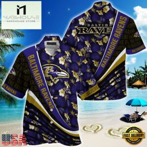 NFL Baltimore Ravens Summer Hawaii Shirt With Tropical Flower Pattern