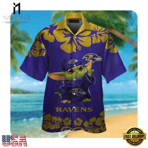 NFL Baltimore Ravens x Baby Yoda Hawaii Shirt Summer Button Up Shirt
