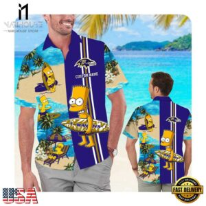 NFL Baltimore Ravens x Simpsons Custom Name Summer Hawaii Shirt