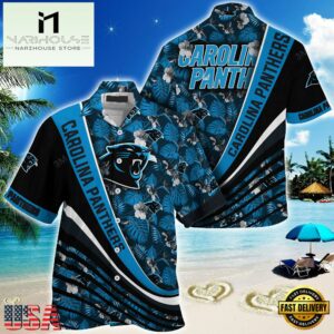 NFL Carolina Panthers Summer Hawaii Shirt With Tropical Flower Pattern