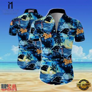 NFL Carolina panthers Summer Short Sleeve Hawaiian Beach Shirt