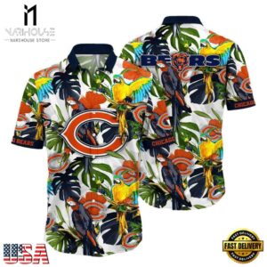 NFL Chicago Bears Parrots Tropical Flower Hawaiian Shirt