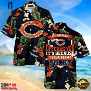 NFL Chicago Bears Summer Beach Hawaiian Button Up Shirt With Tropical Patterns