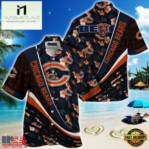 NFL Chicago Bears Summer Hawaii Shirt With Tropical Flower Pattern