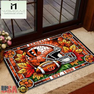 NFL Cincinnati Bengals Football Stained Glass Style Doormats