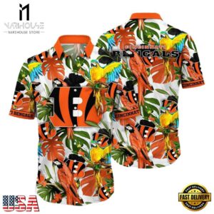 NFL Cincinnati Bengals Parrots Tropical Flower Hawaiian Shirt