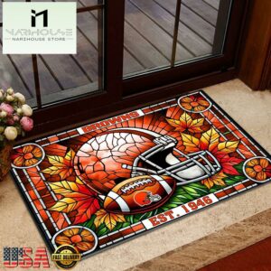 NFL Cleveland Browns Football Stained Glass Style Doormats