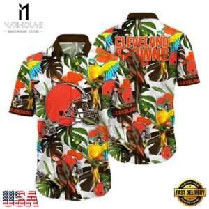 NFL Cleveland Browns Parrots Tropical Flower Hawaiian Shirt