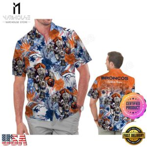 NFL Denver Broncos America Flag Tropical Floral Custom Hawaiian Shirt