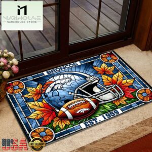 NFL Denver Broncos Football Stained Glass Style Doormats