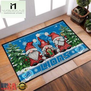 NFL Detroit Lions Christmas Doormat Decor