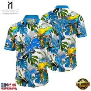 NFL Detroit Lions Parrots Tropical Flower Hawaiian Shirt