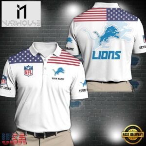 NFL Detroit Lions Sport Polo Shirt Custom Your Name