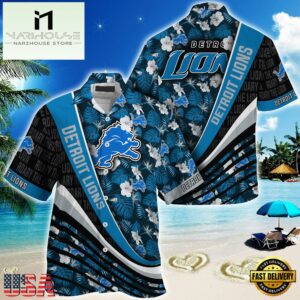 NFL Detroit Lions Summer Hawaii Shirt With Tropical Flower Pattern