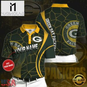 NFL Green Bay Packers Custom Name Green Stone Polo Shirt