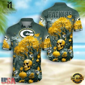 NFL Green Bay Packers Skull Pumpkin Halloween Hawaiian Shirt