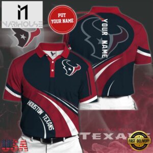 NFL Houston Texans Custom Name Blue Red Polo Shirt V9