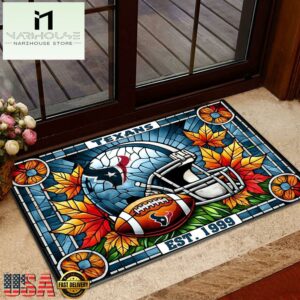 NFL Houston Texans Football Stained Glass Style Doormats