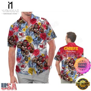NFL Kansas City Chiefs America Flag Tropical Floral Custom Hawaiian Shirt