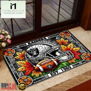 NFL Las Vegas Raiders Football Stained Glass Style Doormats