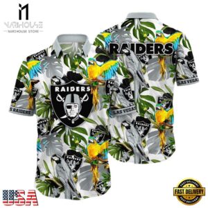 NFL Las Vegas Raiders Parrots Tropical Flower Hawaiian Shirt
