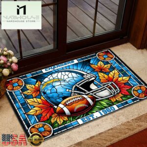 NFL Los Angeles Chargers Football Stained Glass Style Doormats