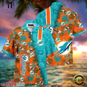NFL Miami Dolphins Summer Beach Hawaiian Button Up Shirt